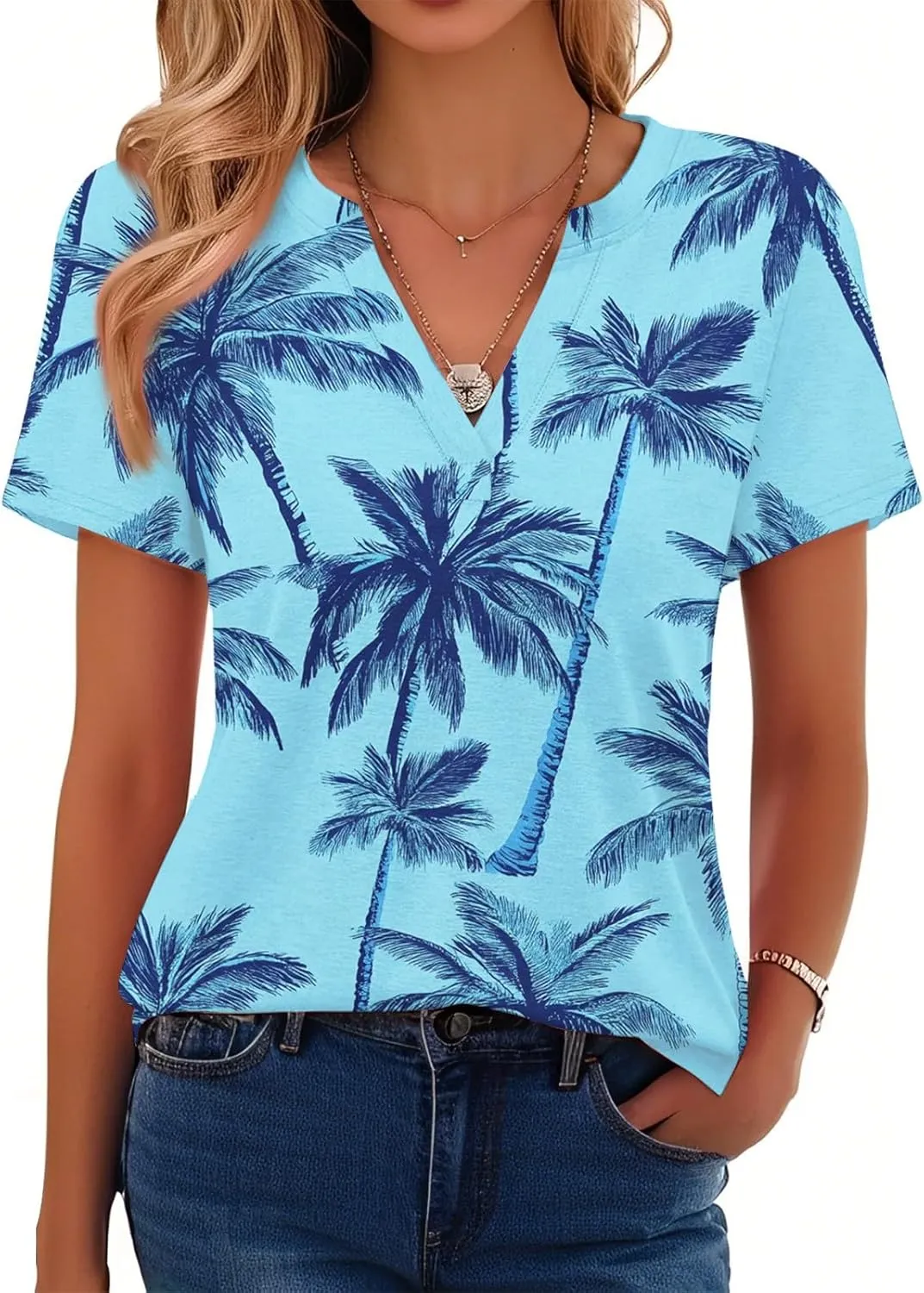 T-Shirts Women's Summer Striped Short-Sleeved V-Neck Shirt Business Casual Loose T-Shirt Trend Fashion Clothing top