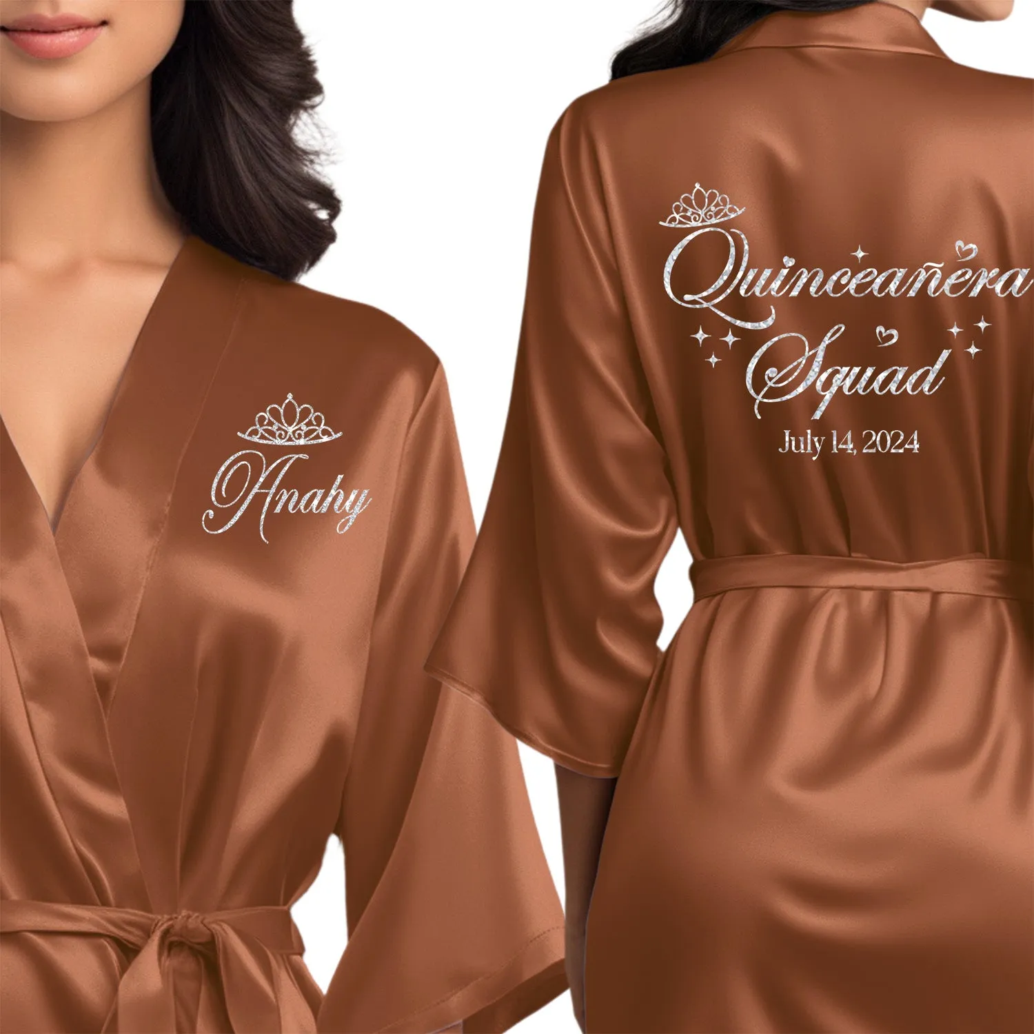 Terracotta Mis Quince Años Robes, Pretty Quinceañera Robes, Robes for Mama de Quince | Quinceañera Gift
