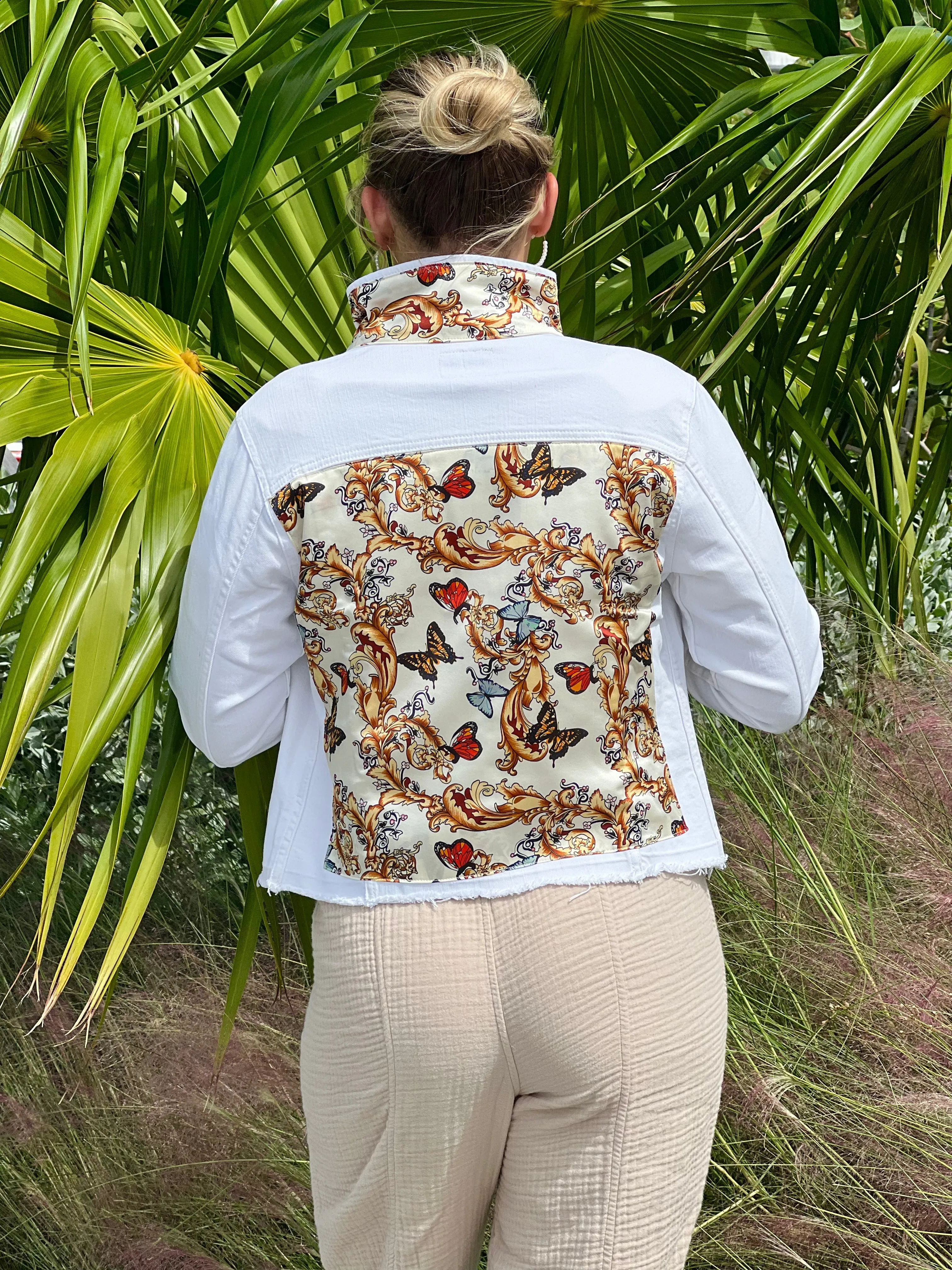 The White Denim Jacket / Golden Butterfly