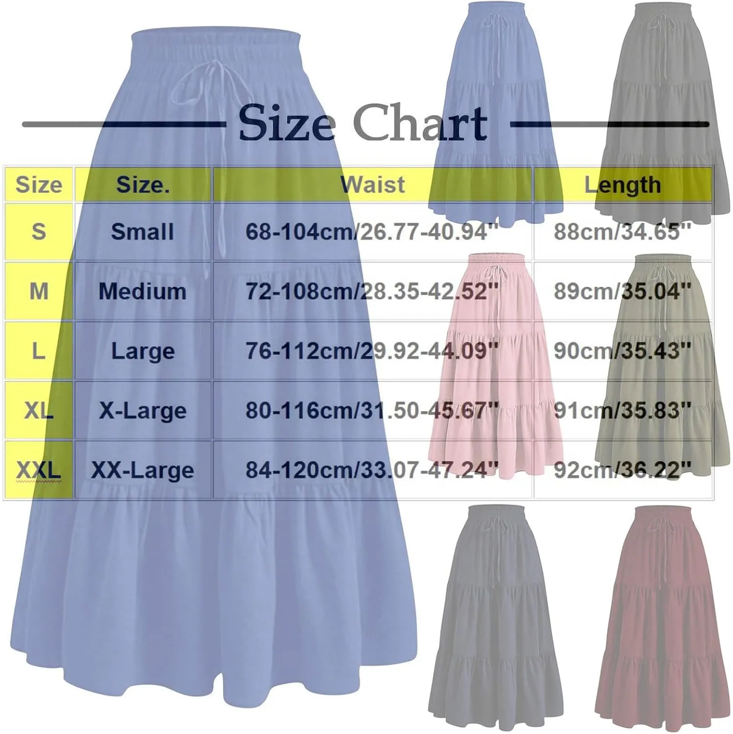 Tiered Maxi Skirts for Women High Waisted 2025 Pleated A-Line Flowy Swing Boho Skirts Wear to Beach Vacation Party