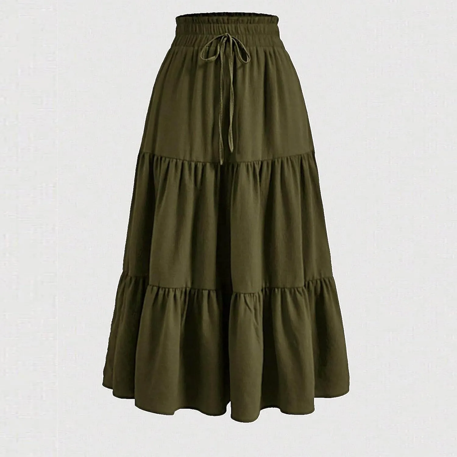 Tiered Maxi Skirts for Women High Waisted 2025 Pleated A-Line Flowy Swing Boho Skirts Wear to Beach Vacation Party