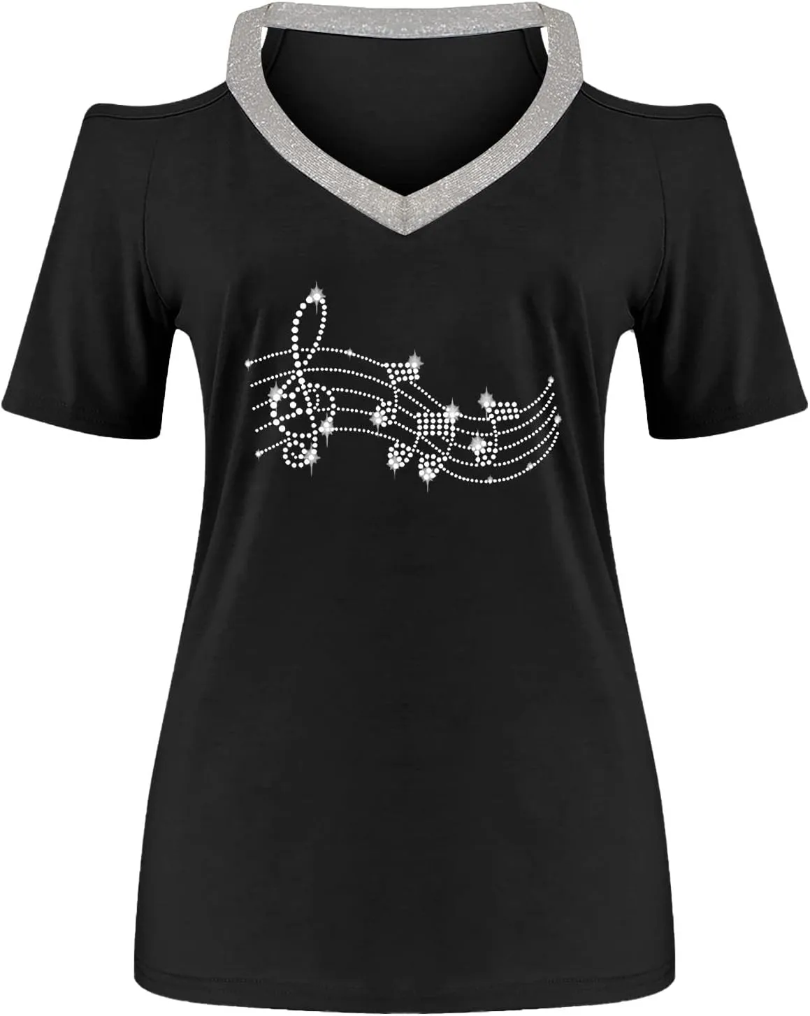 Tops for Women Fall Summer Short Sleeve Cold Shoulder Vneck Backless Halter Tops Shirt Blouses Women 2025 UT