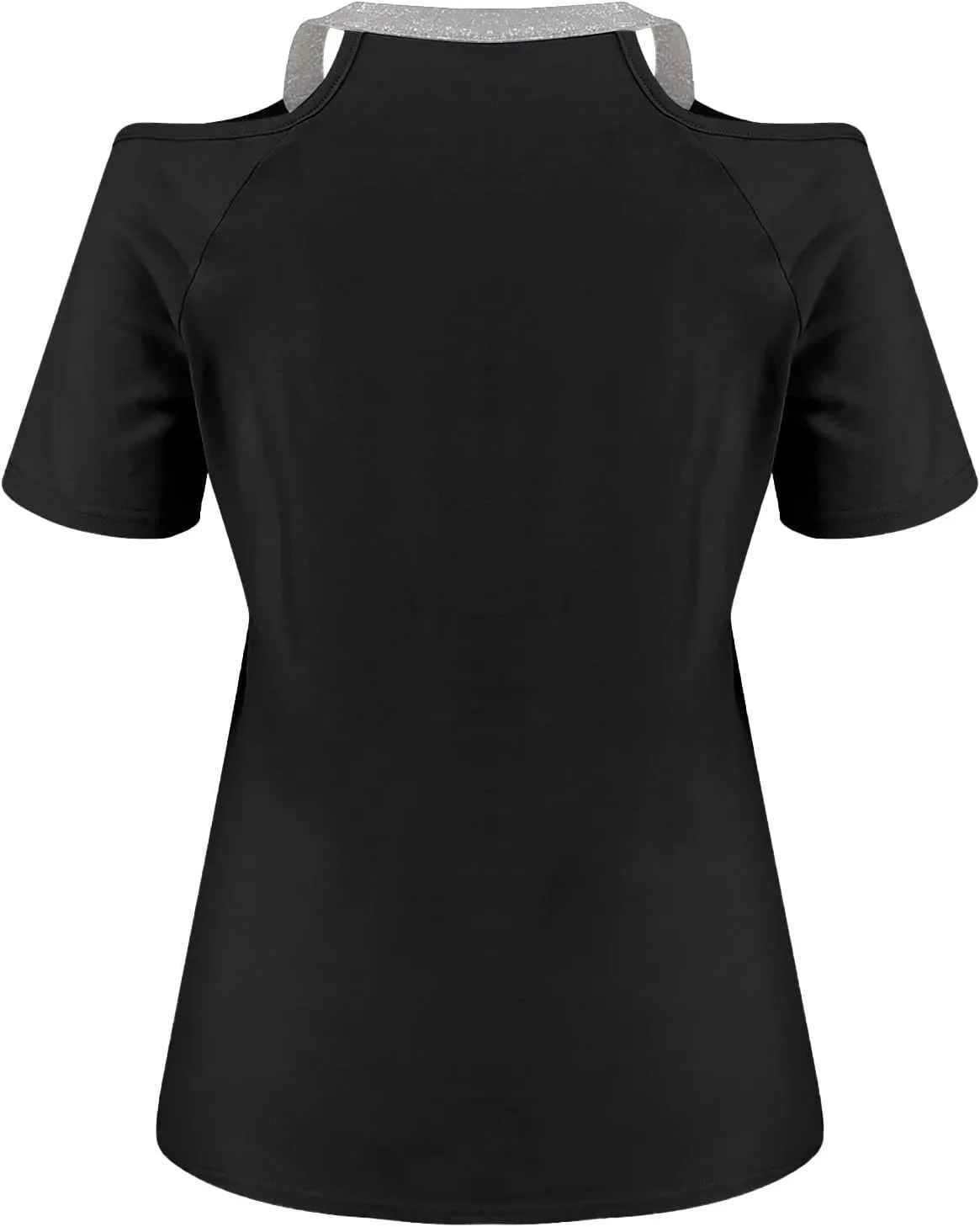 Tops for Women Fall Summer Short Sleeve Cold Shoulder Vneck Backless Halter Tops Shirt Blouses Women 2025 UT