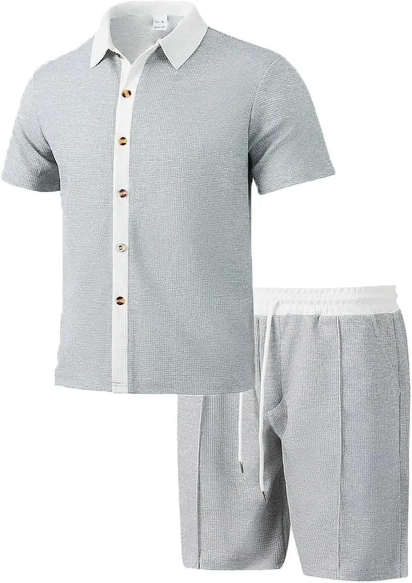 Tracksuits for Men 2025 Summer Button Down Short Sleeve Hawaiian Shirt and Beach Shorts 2 Piece Set Outfits for Vacation