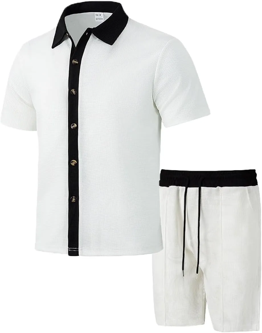 Tracksuits for Men 2025 Summer Button Down Short Sleeve Hawaiian Shirt and Beach Shorts 2 Piece Set Outfits for Vacation
