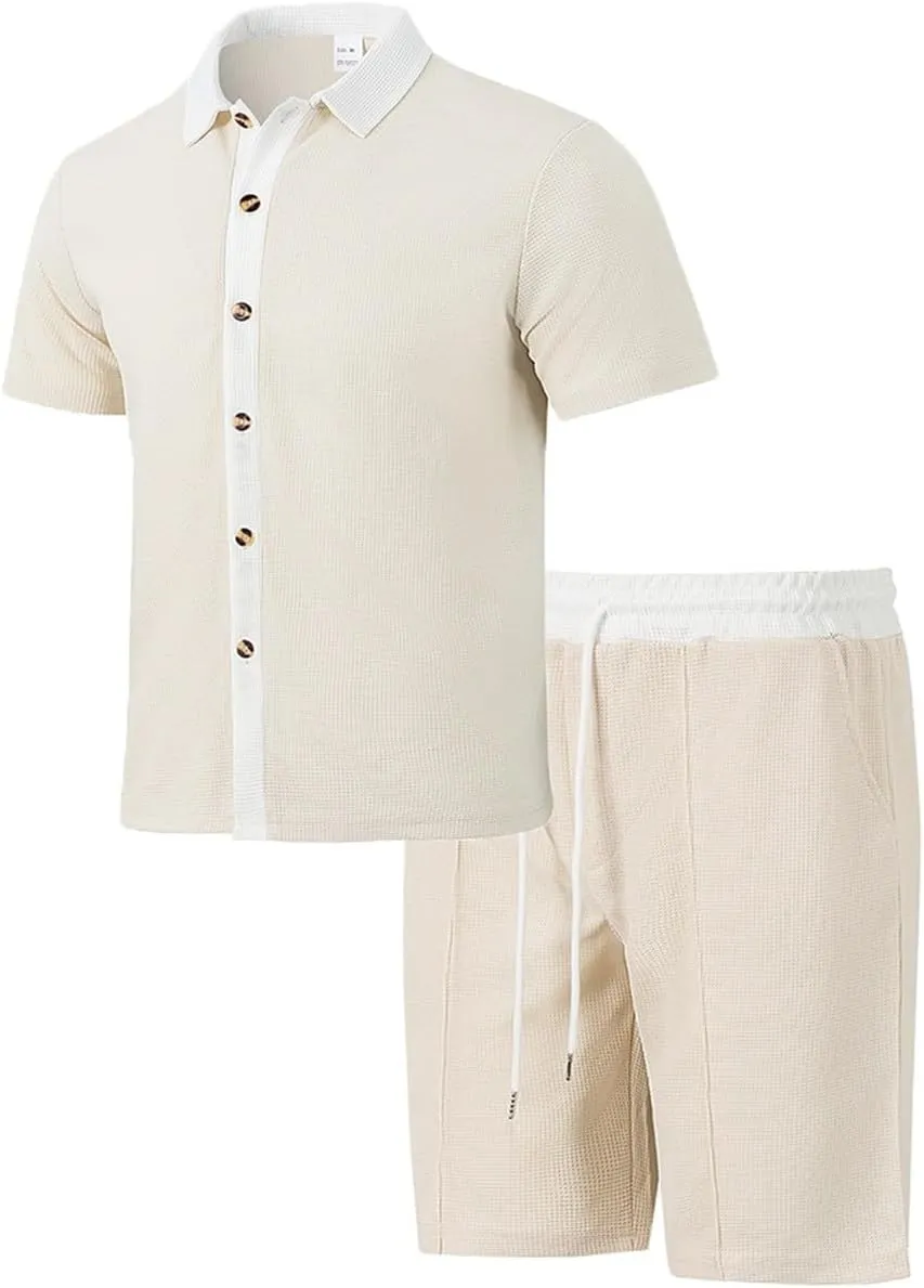 Tracksuits for Men 2025 Summer Button Down Short Sleeve Hawaiian Shirt and Beach Shorts 2 Piece Set Outfits for Vacation