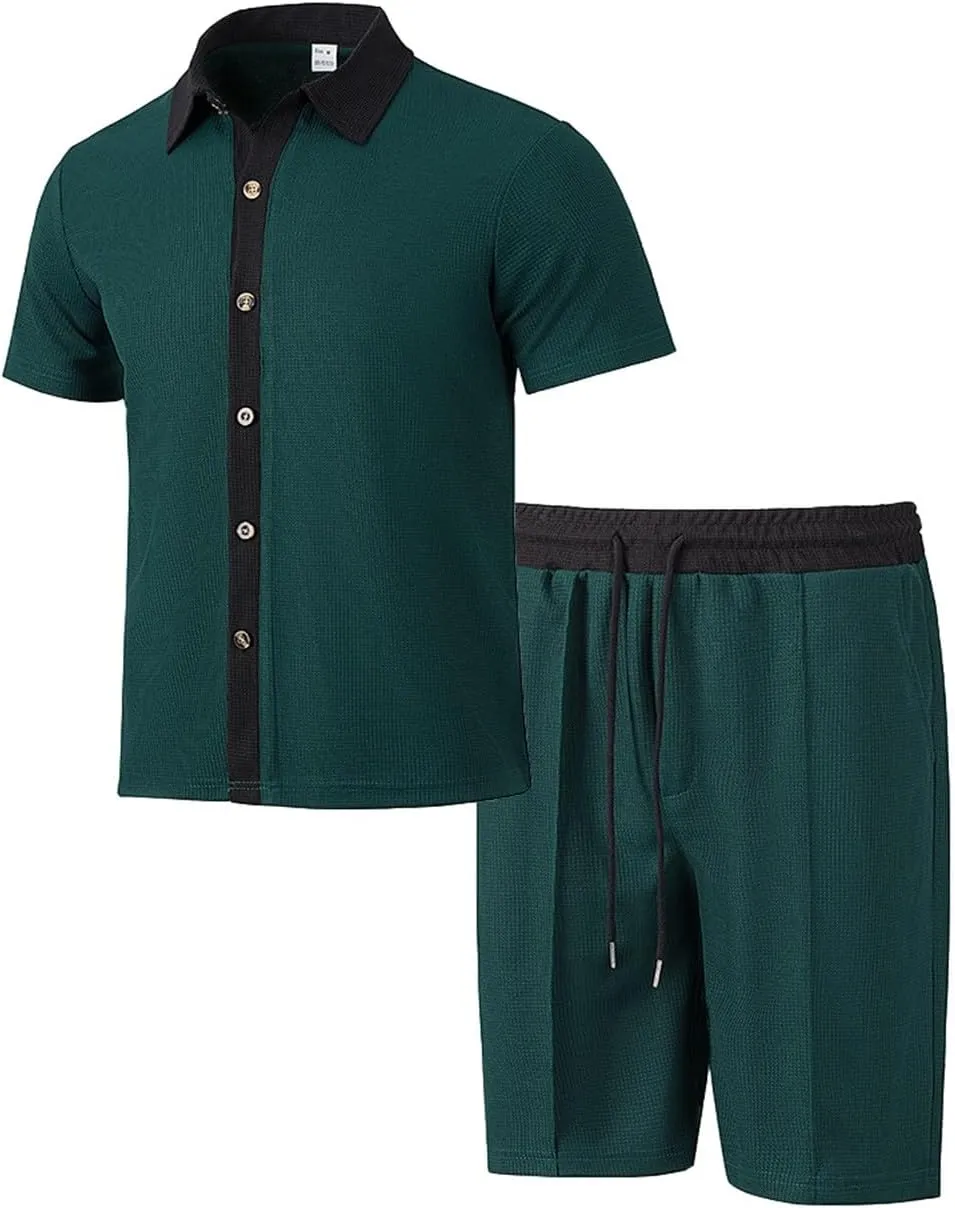Tracksuits for Men 2025 Summer Button Down Short Sleeve Hawaiian Shirt and Beach Shorts 2 Piece Set Outfits for Vacation