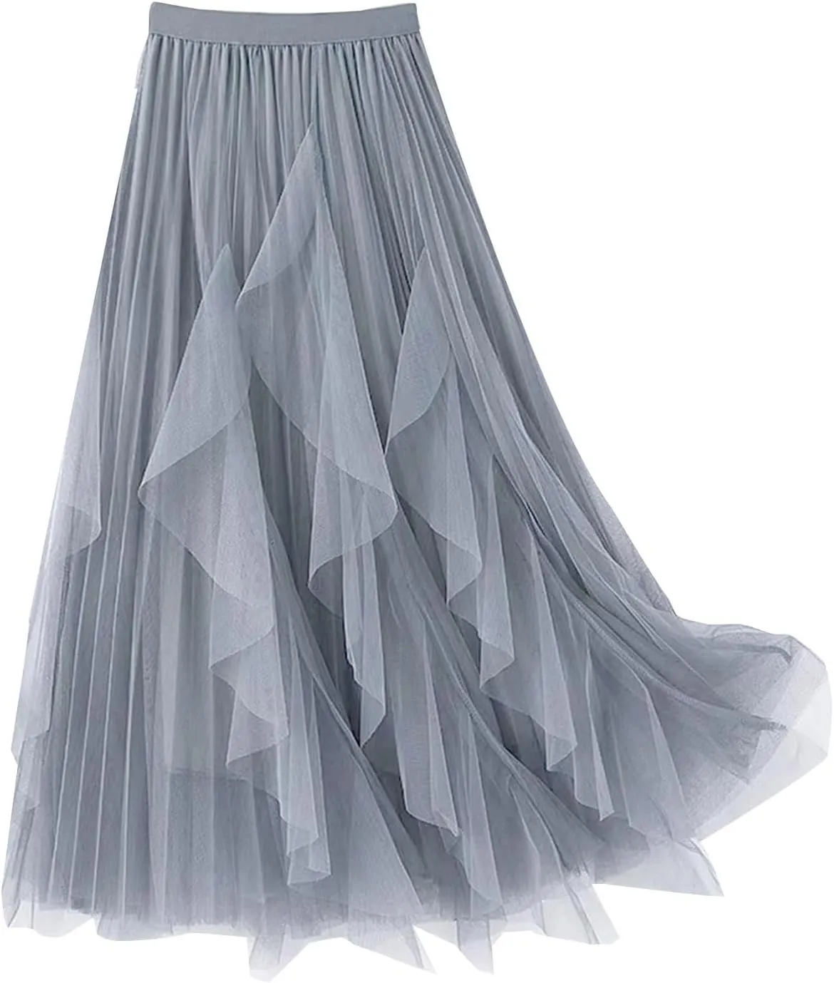 Tulle Skirts for Women Tutu Fairy Tiered Skirt A Line Swing Layered Ruffle Mesh Elastic High Waist Party Midi Skirts
