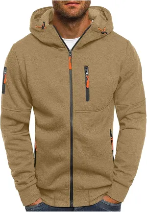 TUQIDEWU Hoodies for Men Pullover, Casual Hoodies for Men with Zip Pockets Full Zip Long Sleeve Hoodie Sports Hooded Jacket