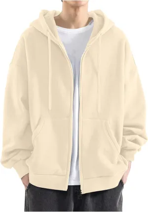 TUQIDEWU Zip Up Hoodie Men, Hoodies for Men Pullover Men's Zip-up Hoodie Oversized Hoodie Sweatshirt with Pockets for Men
