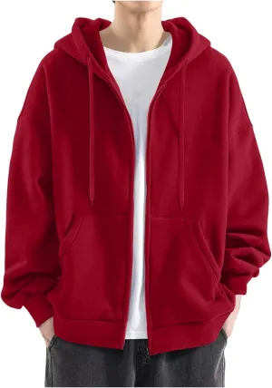 TUQIDEWU Zip Up Hoodie Men, Hoodies for Men Pullover Men's Zip-up Hoodie Oversized Hoodie Sweatshirt with Pockets for Men