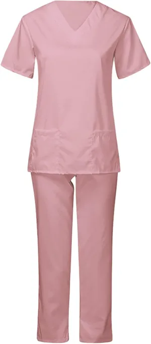 Two Piece Outfits for Women Formal Nursing Uniform Stretch Tops & Wide Leg Pants Casual Going Out Office Work Sets