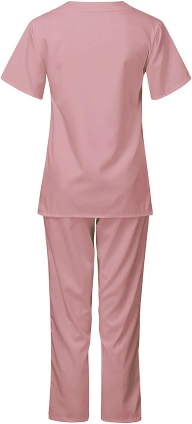 Two Piece Outfits for Women Formal Nursing Uniform Stretch Tops & Wide Leg Pants Casual Going Out Office Work Sets