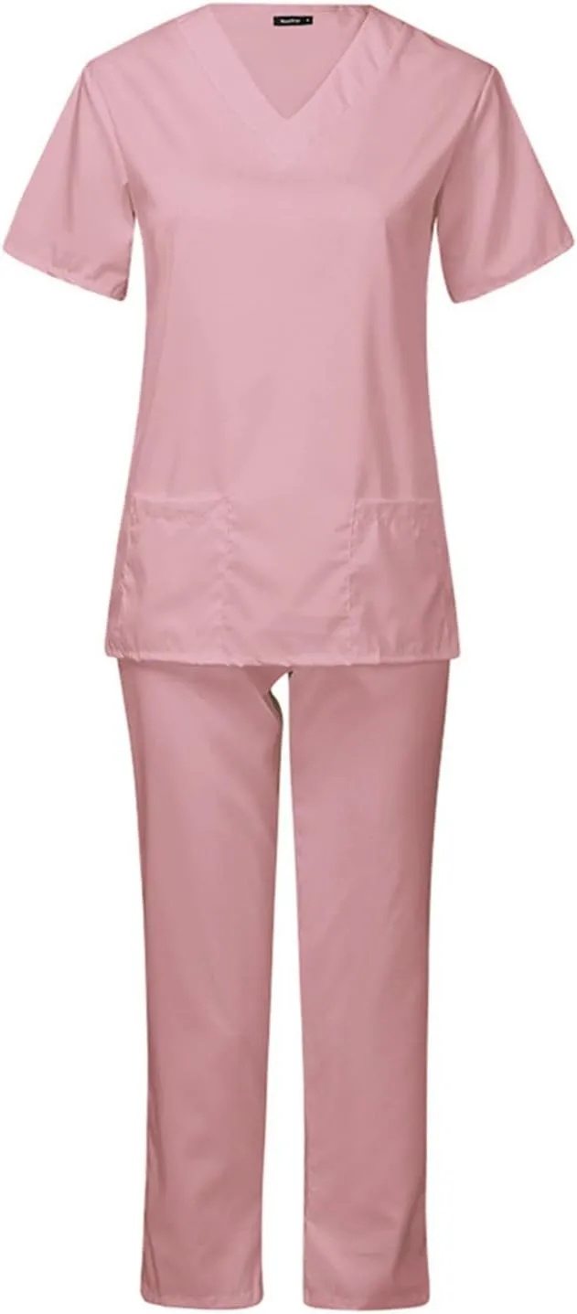Two Piece Outfits for Women Formal Nursing Uniform Stretch Tops & Wide Leg Pants Casual Going Out Office Work Sets