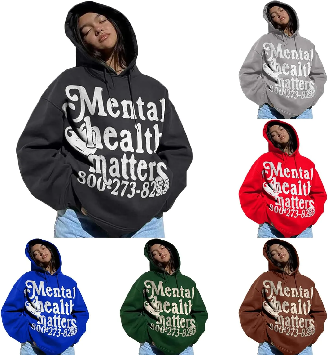 Unisex Y2k Grunge Hoodies Mental Health Print Casual Streetwear Hoodies Gothic Retro Y2k Harajuku Women Men Hoodies