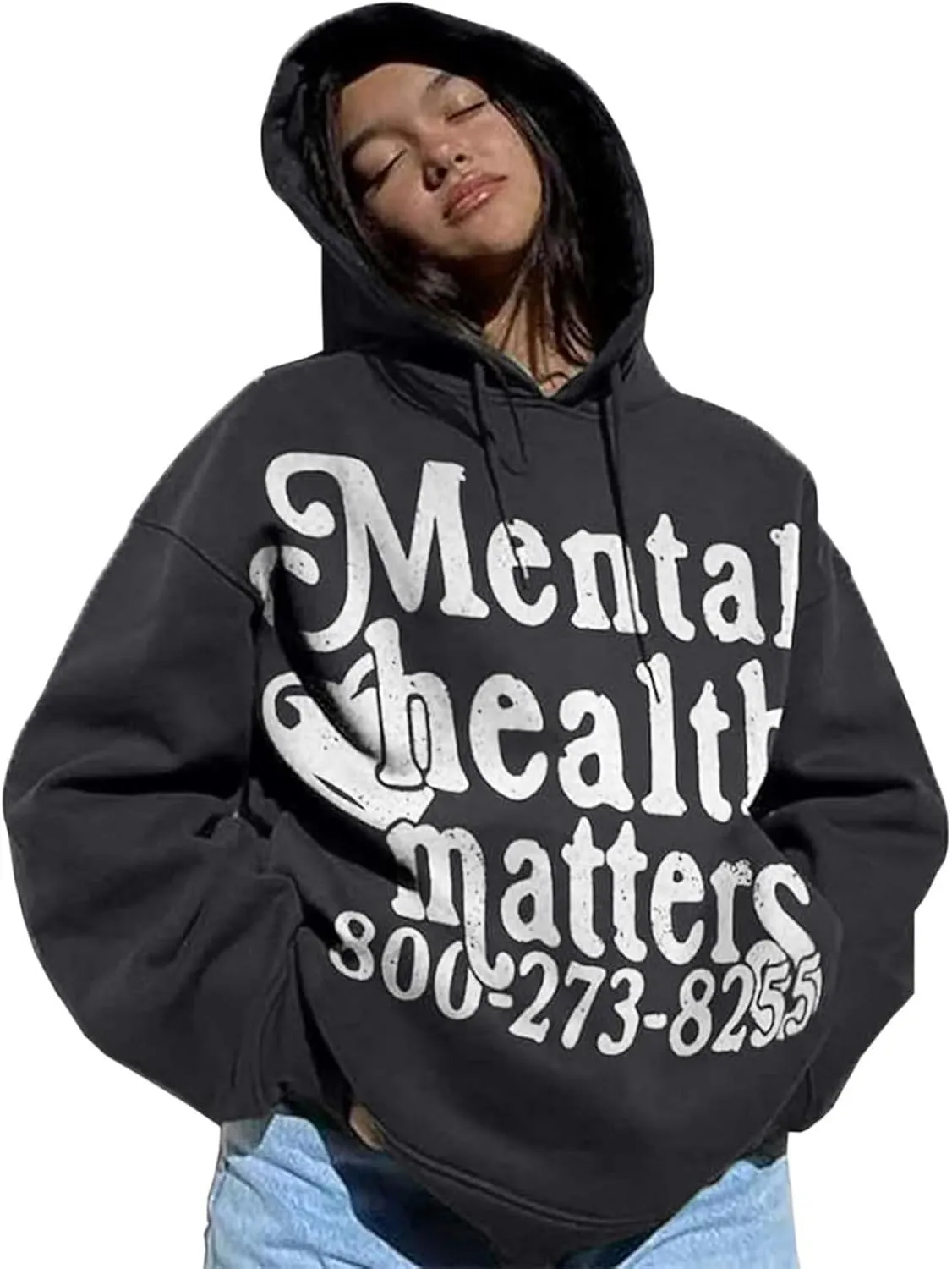 Unisex Y2k Grunge Hoodies Mental Health Print Casual Streetwear Hoodies Gothic Retro Y2k Harajuku Women Men Hoodies