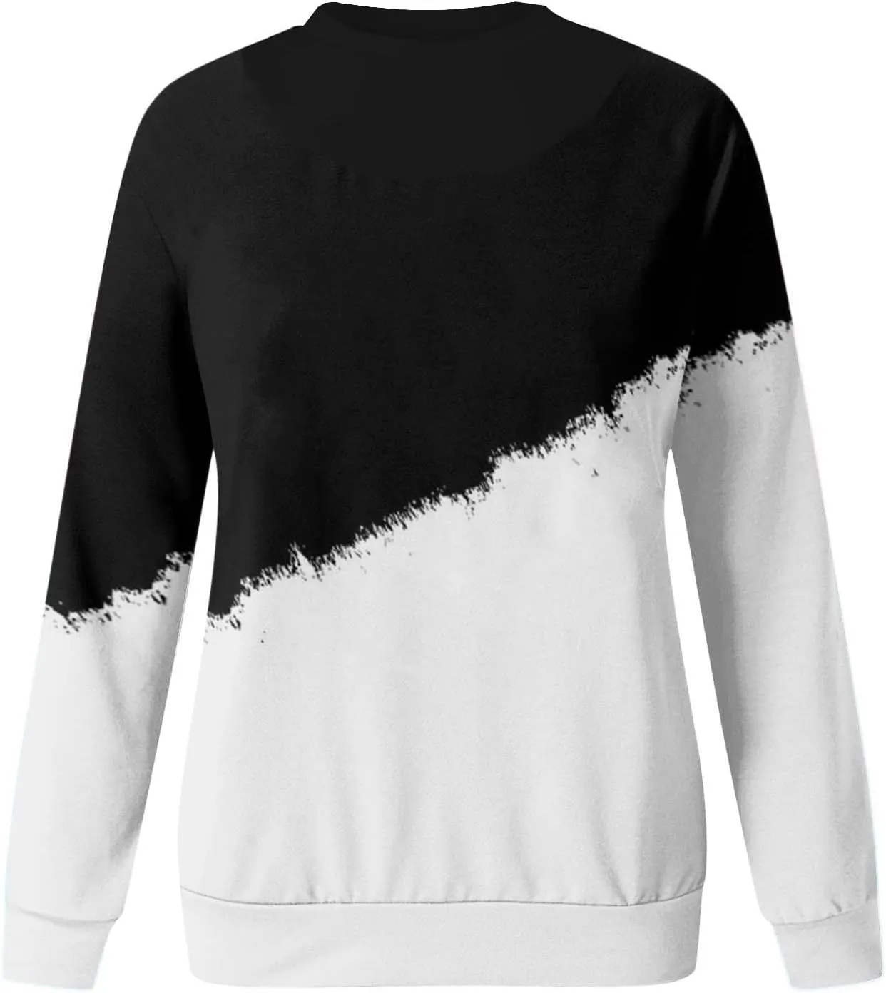 UQRZAU Women'S Colorblock Sweatshirt Long Sleeve Round Neck Casual Comfortable Loose Lightweight