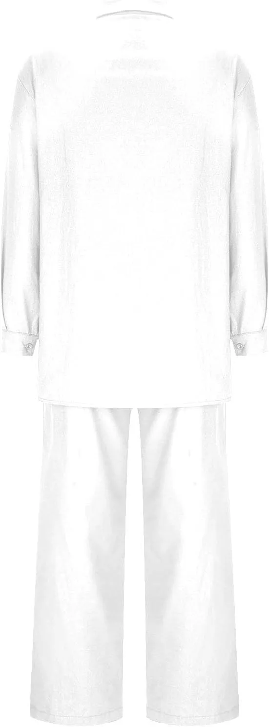 Vacation Outfits for Women Cotton Linen 2 Piece Sets Loose Shirts Wide Leg Pant Matching Set Spring Summer 2025