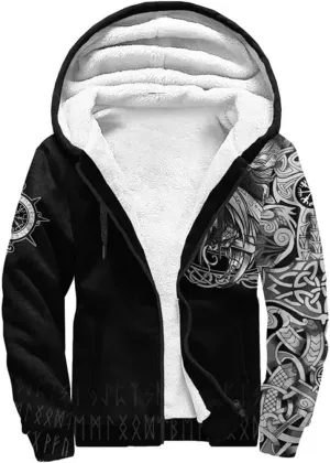 Viking Fleece Hoodies Thick Pullover Hoodies Athletic Hoodies Novelty Sweatshirt Hoodies Outdoor Zip Up Hoodies