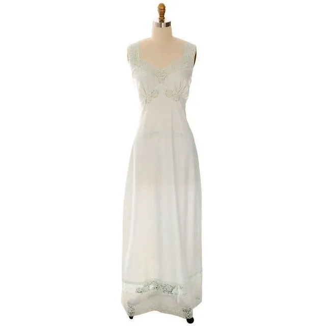 Vintage Nightgown Mint Green Nylon Satin Fantasy Label 36L 1940s