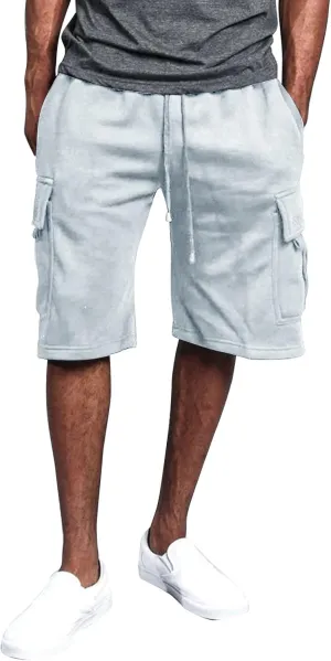 WENKOMG1 Mens Casual Cargo Shorts Elastic Waist Drawstring Workout SweatShorts Jogging Gym Shorts with Multi Pockets