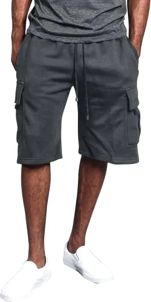 WENKOMG1 Mens Casual Cargo Shorts Elastic Waist Drawstring Workout SweatShorts Jogging Gym Shorts with Multi Pockets