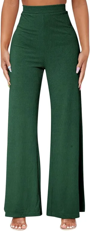 Wide Leg Yoag Pants for Women Slim Fit High Waisted Fleece Linen Leggings Tummy Control Soft Athletic Sweatpants