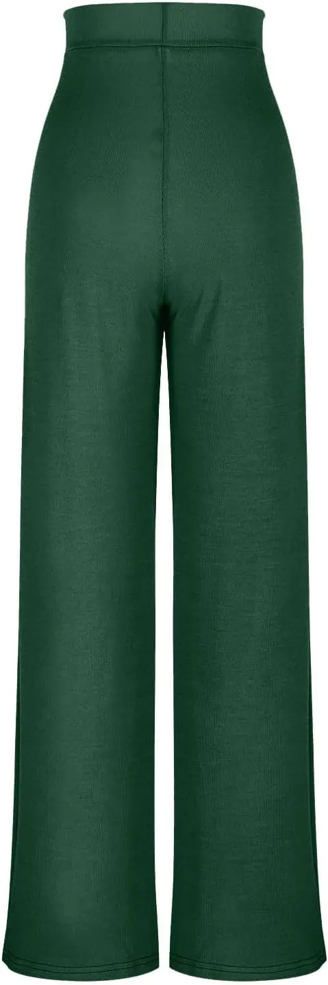 Wide Leg Yoag Pants for Women Slim Fit High Waisted Fleece Linen Leggings Tummy Control Soft Athletic Sweatpants