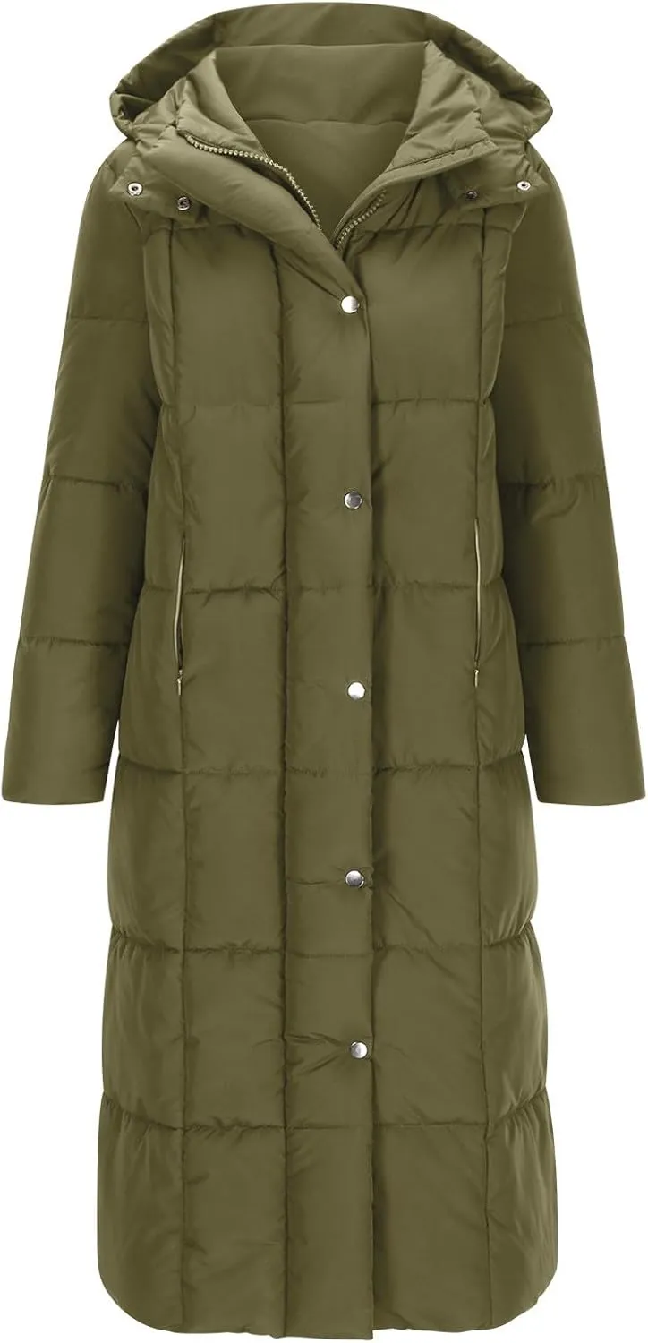 Winter Coats for Women Waterproof Long Winter Coat Thickened Down Alternative Jacket Warm Puffer Jacket Hooded Parka