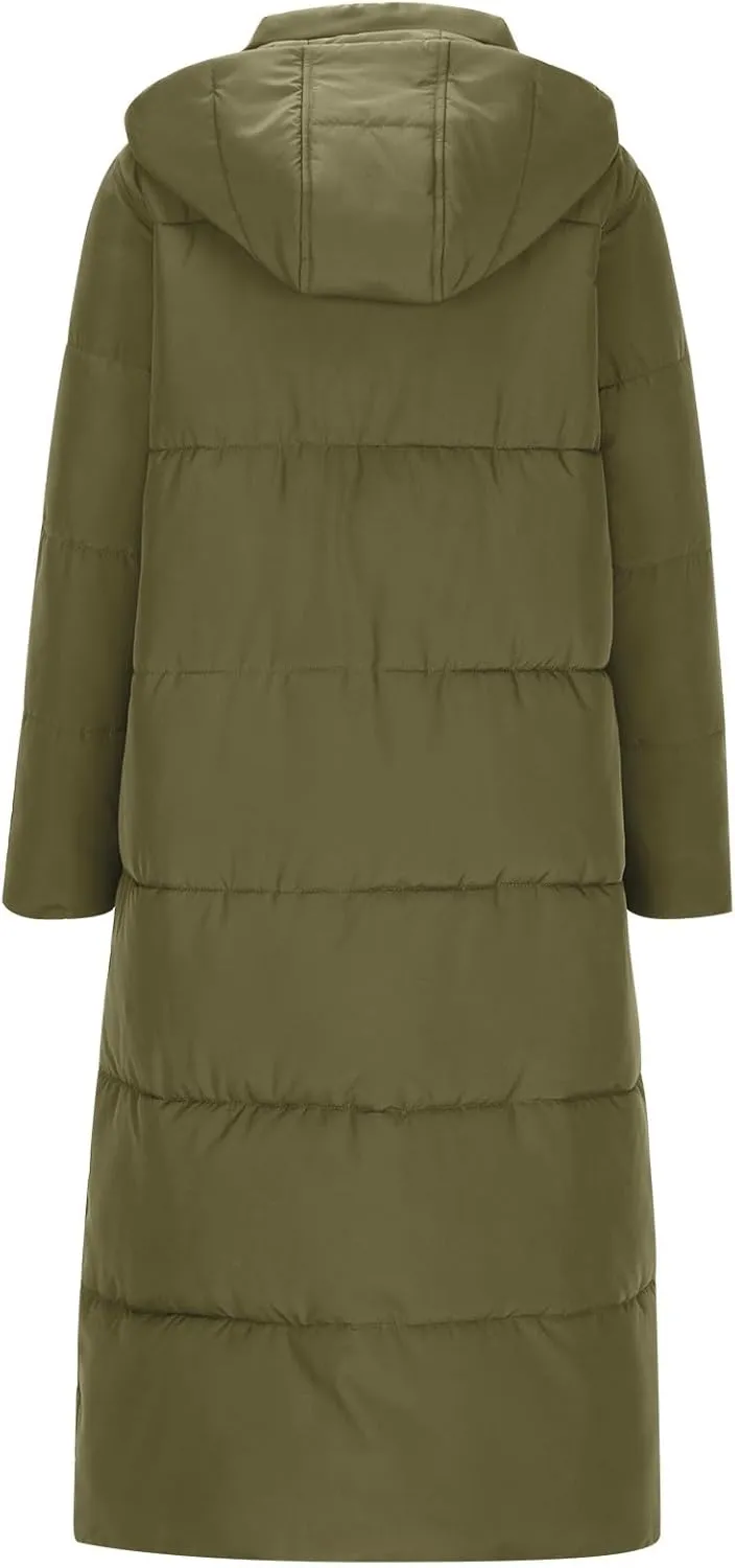 Winter Coats for Women Waterproof Long Winter Coat Thickened Down Alternative Jacket Warm Puffer Jacket Hooded Parka