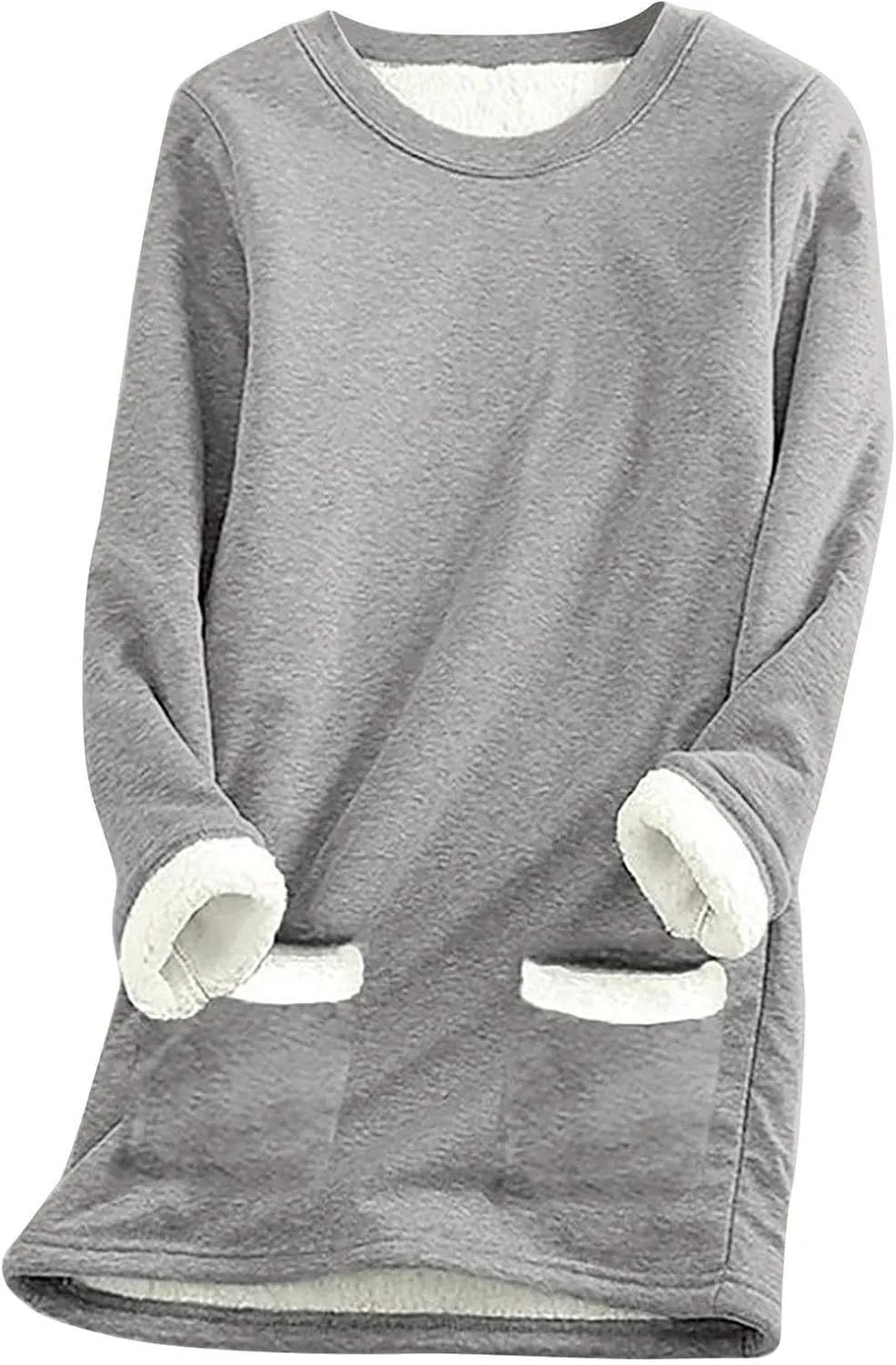 Winter Fleece Lined Warm Shirts for Women Solid Color Raglan Long Sleeve Crewneck Tunic Tees Casual Thermal Top
