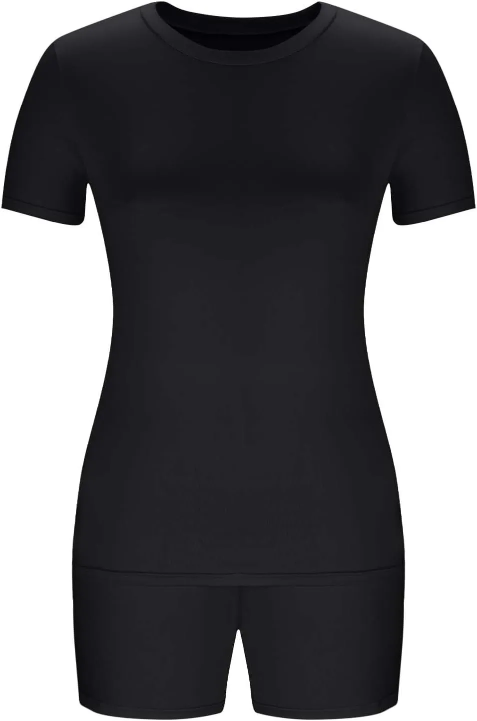 Women 2 Piece Outfits Summer Sweatsuits Casual Short Sleeve Top and Biker Shorts Workout Jogger Sets Loose Tracksuit