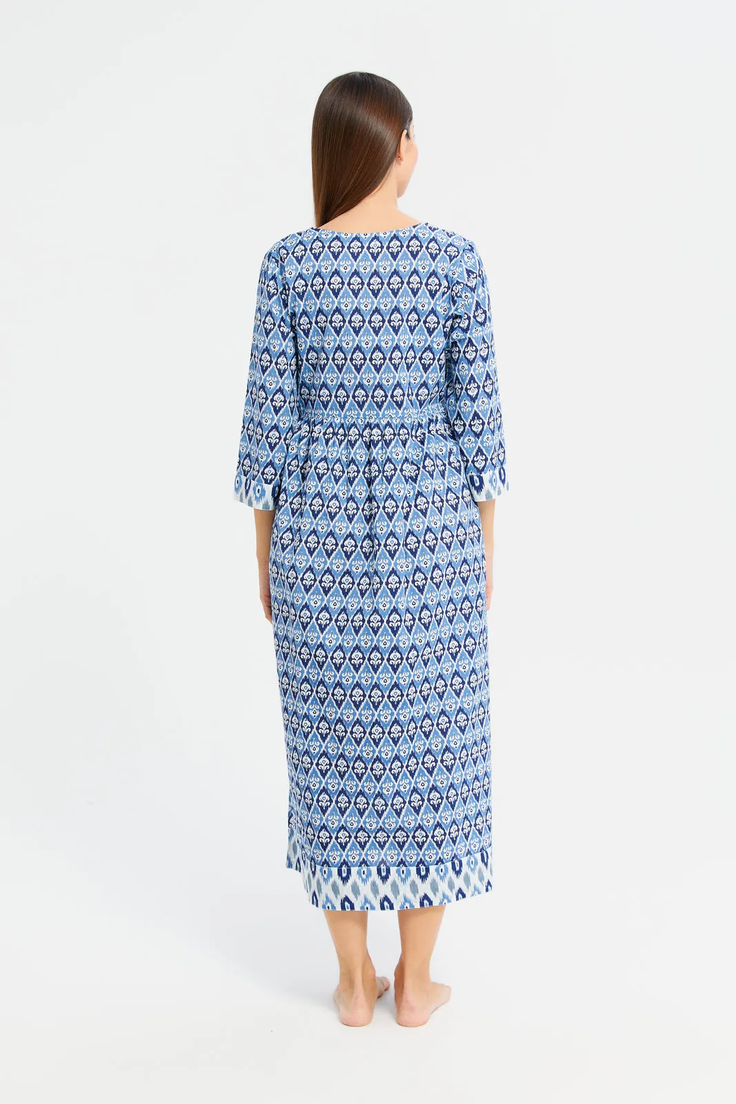 Women Blue Printed Combo Nightgown