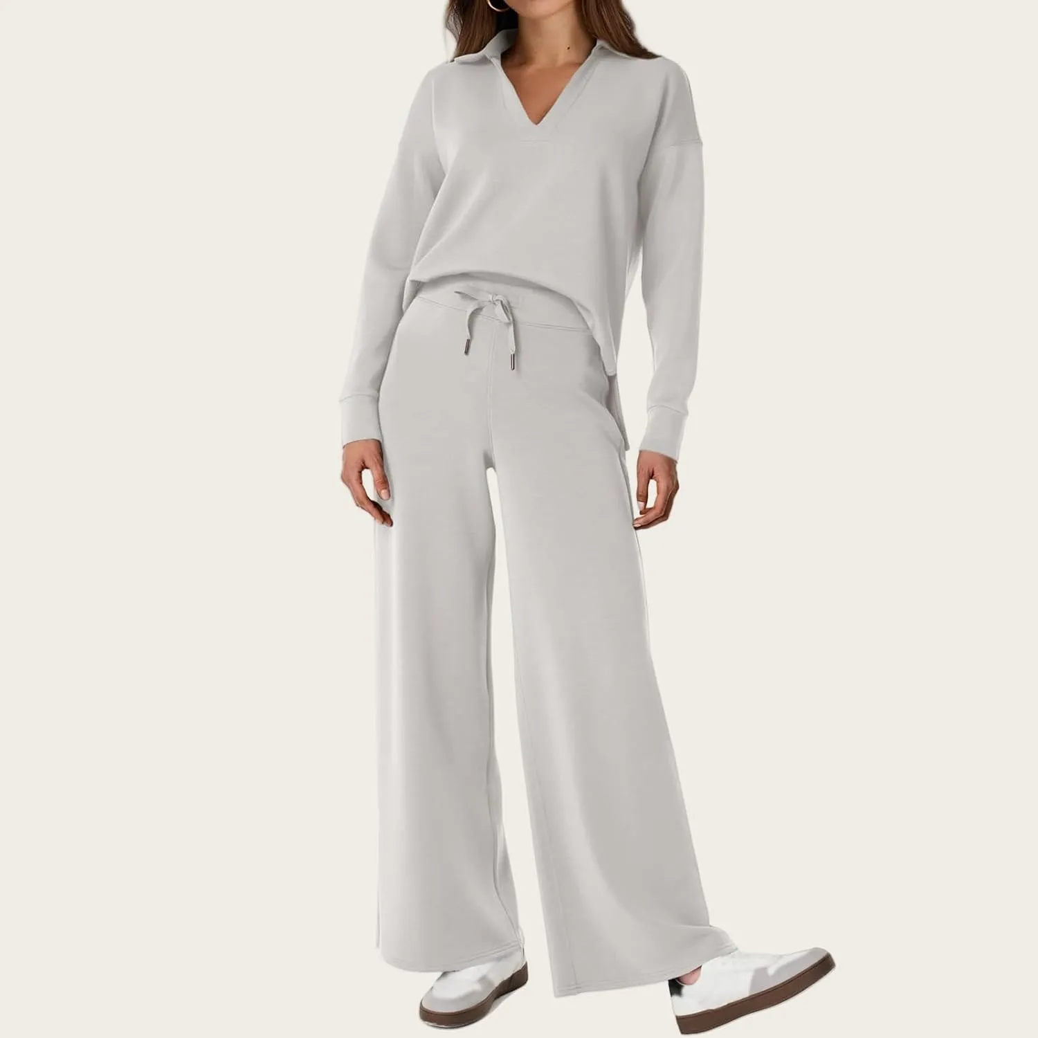 Women Casual 2 Piece Outfit Long Pant Set Sweatsuits Tracksuits Long Sleeve Pullover Tops Casual Workout Lounge Sets