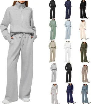 Women Casual 2 Piece Outfit Long Pant Set Sweatsuits Tracksuits Long Sleeve Pullover Tops Casual Workout Lounge Sets