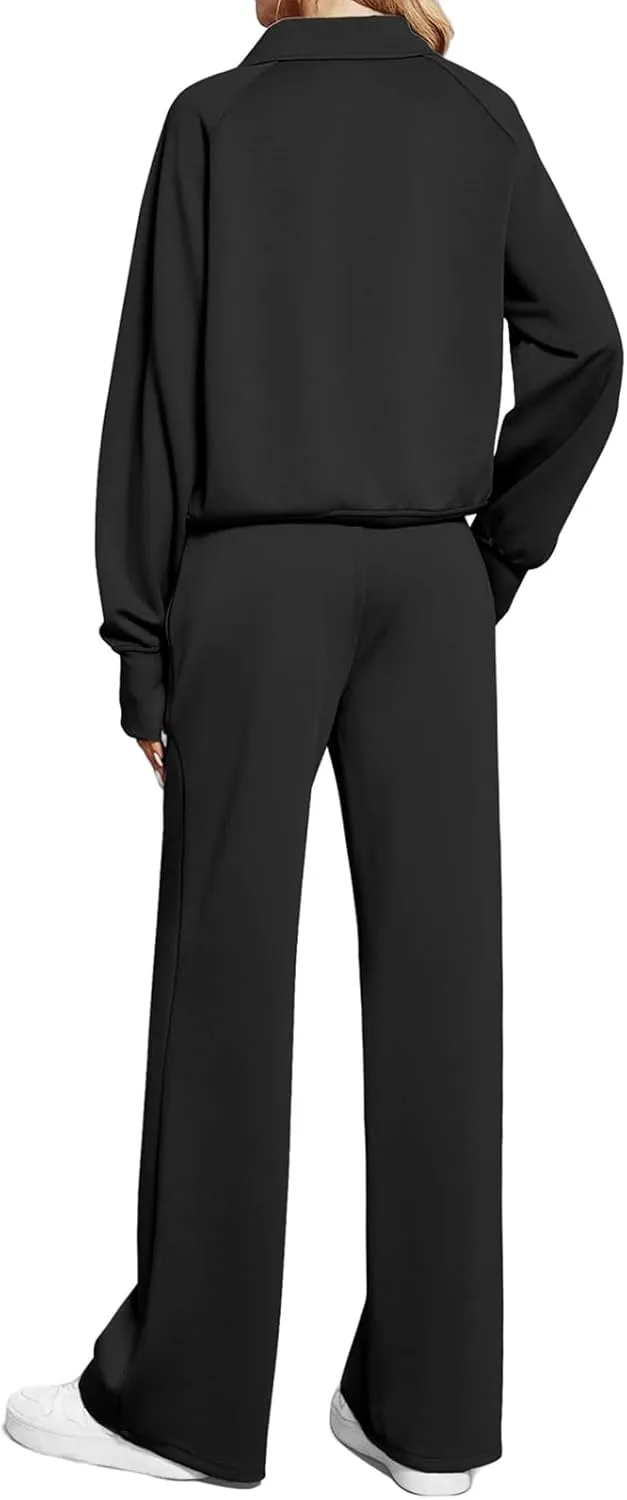 Women Casual 2 Piece Outfit Long Pant Set Sweatsuits Tracksuits Long Sleeve Pullover Tops Casual Workout Lounge Sets