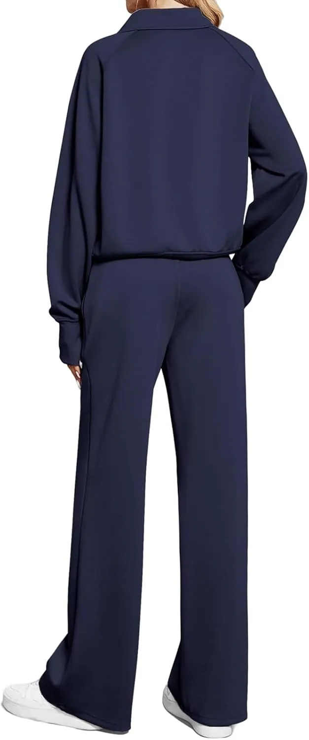 Women Casual 2 Piece Outfit Long Pant Set Sweatsuits Tracksuits Long Sleeve Pullover Tops Casual Workout Lounge Sets