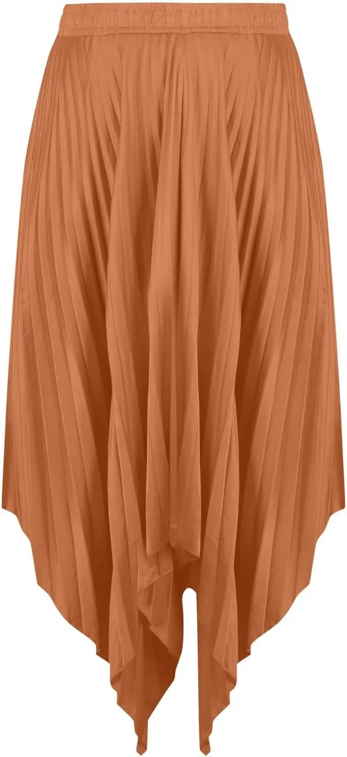 Women High Waisted Flowy Skirts A-line Long Maxi Skirt Casual Summer Pleated Skirts Asymmetrical Skirt Travel Outfit