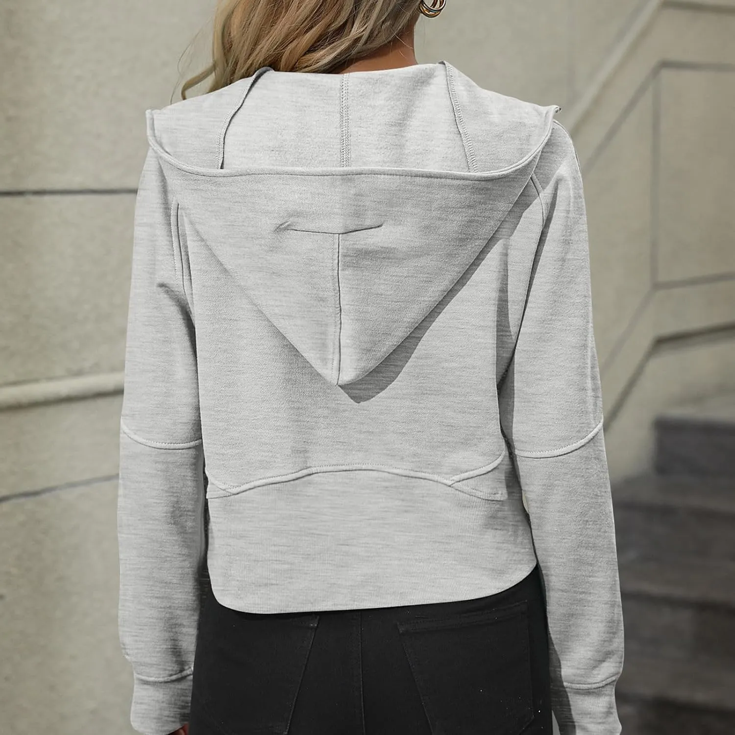 Women Hoodies Fleece Sweatshirt Cropped Hoodies Quarter Zip Up Drawstring Hoodies Tops Winter Clothes