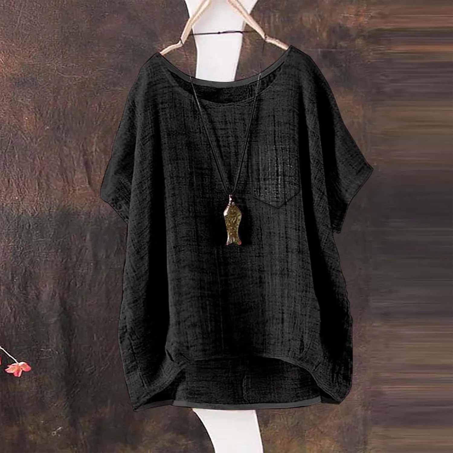 Women Linen Button Down Shirt Down Short Sleeve Top T Shirt Loose Fit V Neck Button Down Henley Shirts