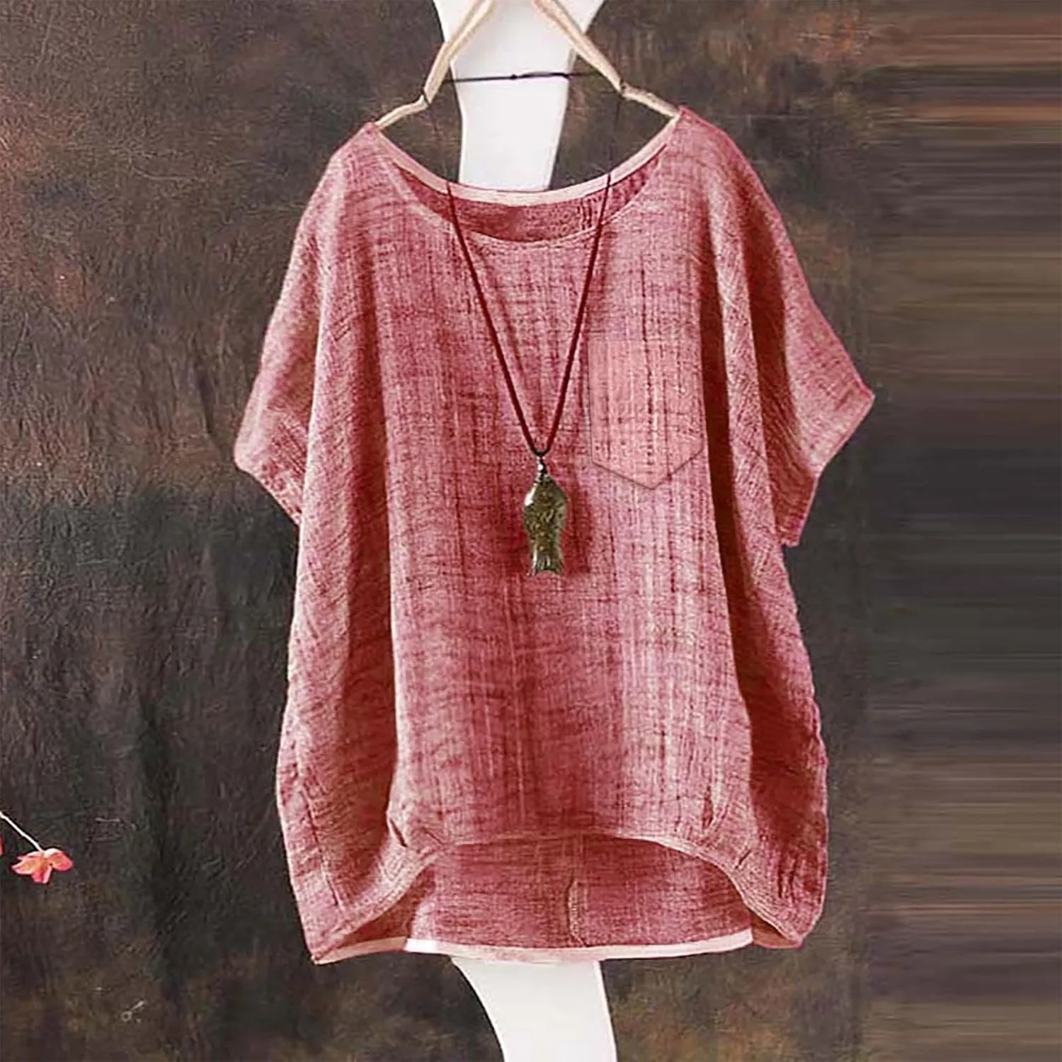 Women Linen Button Down Shirt Down Short Sleeve Top T Shirt Loose Fit V Neck Button Down Henley Shirts