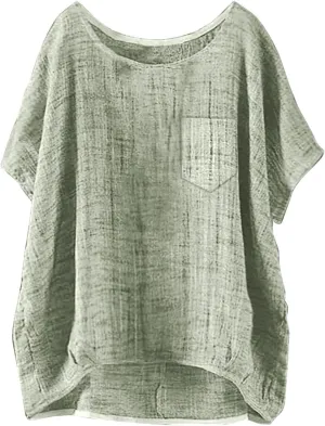 Women Linen Button Down Shirt Down Short Sleeve Top T Shirt Loose Fit V Neck Button Down Henley Shirts