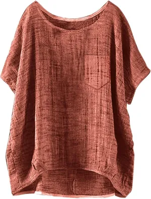 Women Linen Button Down Shirt Down Short Sleeve Top T Shirt Loose Fit V Neck Button Down Henley Shirts