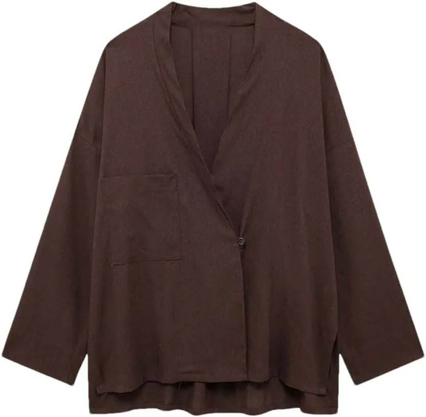Women Pant Sets Linen Elegant Outfit V Neck Loose Kimono And Wide Leg Trousers Co Ord In Matching Sets