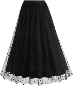Women Tulle Maxi Skirt High Waist Pleated Ruffle Elastic Waist Midi Skirts Mesh Ballet Prom Party Aline Tutu Skirt