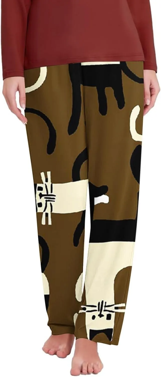 Women Wide Leg Sweatpants High Waisted Drawstring Baggy Jogger Fleece Loose Pajamas Pants with Pockets