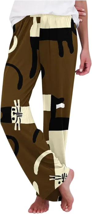 Women Wide Leg Sweatpants High Waisted Drawstring Baggy Jogger Fleece Loose Pajamas Pants with Pockets