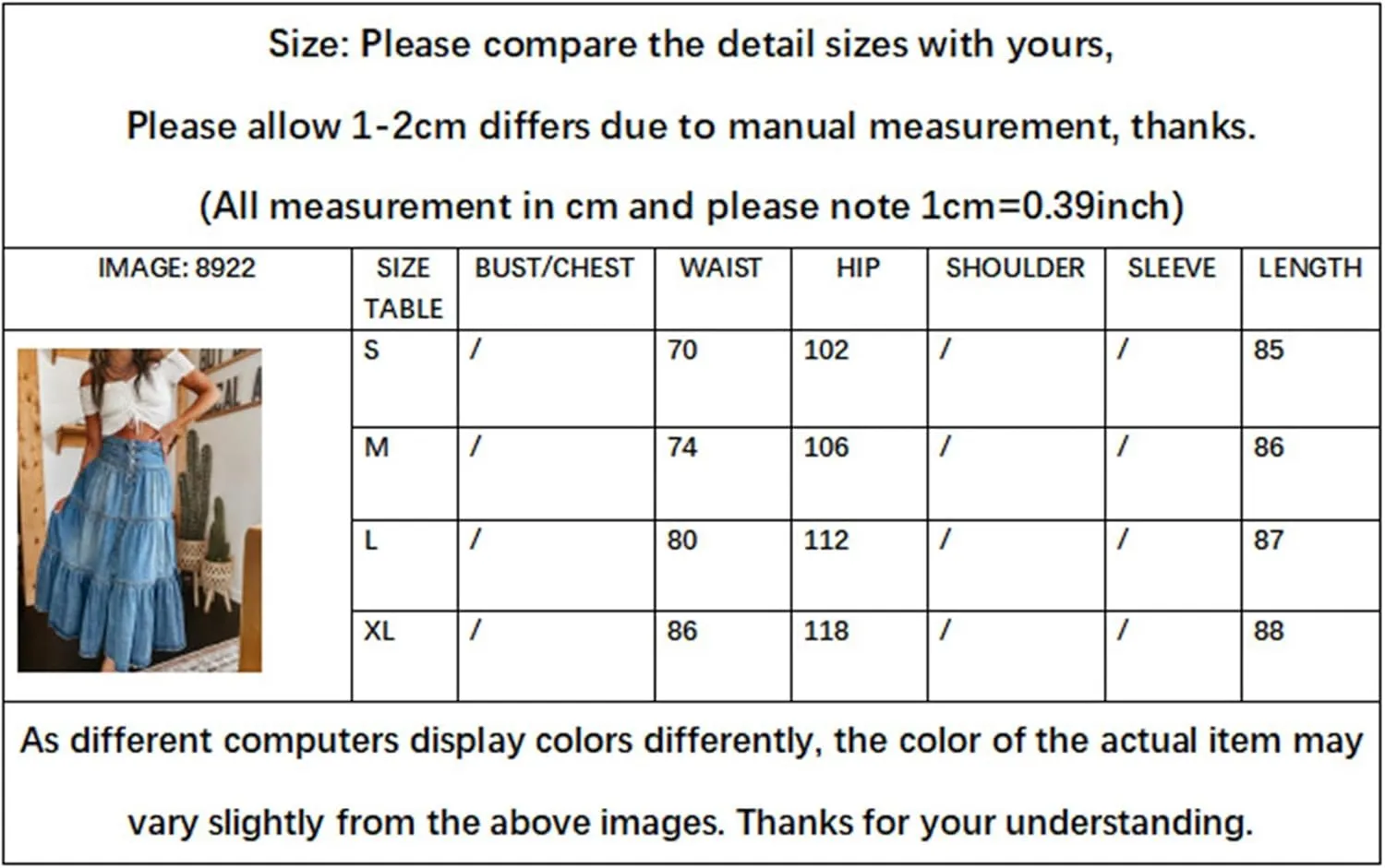 Women Y2k Denim Maxi Skirt High Waist Button Tiered Ruffled Long Jean Skirts Casual Trendy Flowy Swing A-Line Skirt