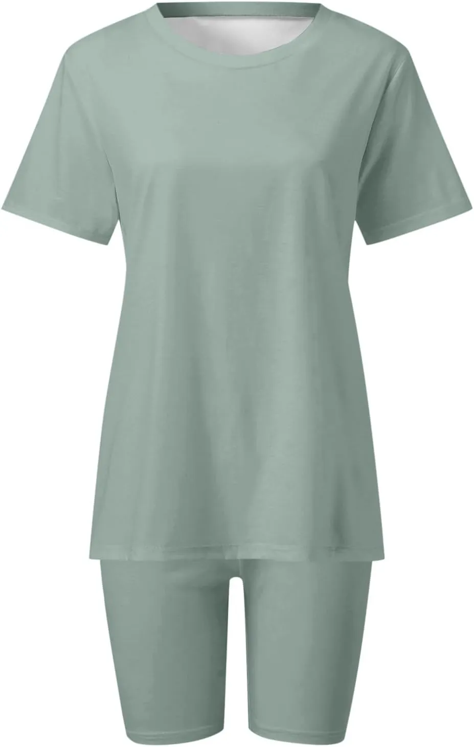Womens 2 Piece Lounge Set Summer Outfits Trendy Tracksuits Casual Short Sleeve Oversized Tshirts & Biker Shorts