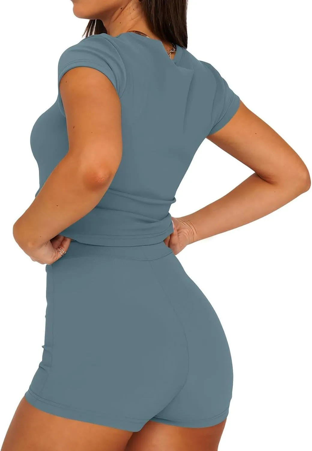 Womens 2 Piece Lounge Sets, Casual Outfits with Short, Workout for Women Tank Top, High Waist Booty Lifting Shorts